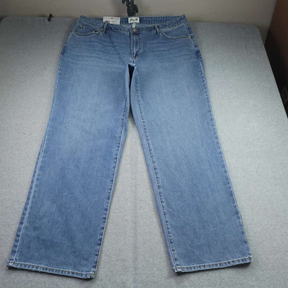 Seven7 Jeans Womens 18W Blue Loose Straight High Rise Denim